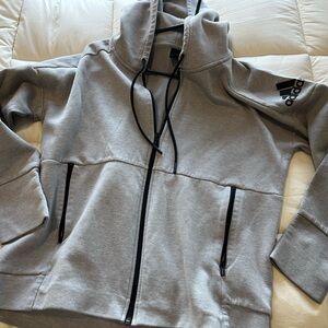 Women’s US large Adidas light grey zipper hoodie.
